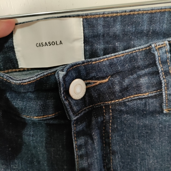 Barbara Casasola Dark Wash Blue Denim Straight Leg Boot Cut Jeans High Rise - Picture 4 of 12